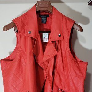 Faux Leather Vest, Size 26 Orange NEW WITH TAGS